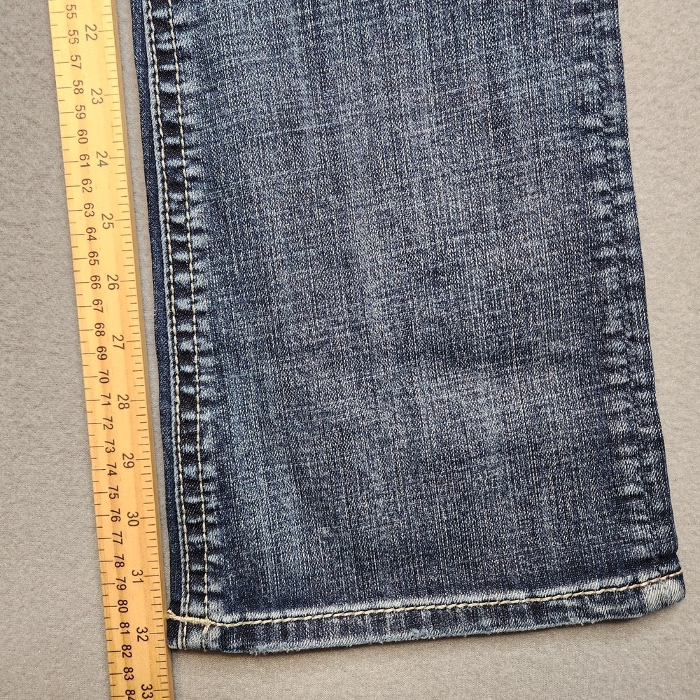 Rock & Roll Cowgirl Jeans Womens 28x32 Mid Rise Bootcut Rhinestones Thick Stitch - Picture 5 of 14